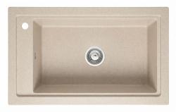Graniteland Magra Granieten Beige Zand Spoelbak opbouw 686 x 427 mm met kraangatbank en RVS Plug 1208970617