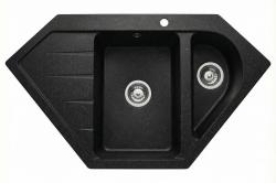 Graniteland Amiata Granieten zwart Arduin hardsteen look Hoekspoelbak opbouw 955x489mm met RVS Plug 1208970620