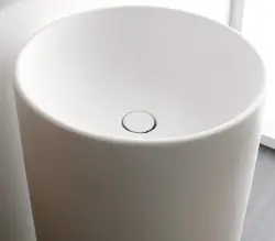 OUTLET Solid-S Oval vrijstaande wastafel Solid Surface mat wit rond 43 x 91cm 1208957217