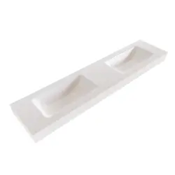 OUTLET Solid-S Miami Small solid surface vrijhangende wastafel 150x46x12cm mat wit - 2 wasbakken 1208947474