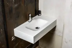OUTLET Solid-S Miami Small solid surface vrijhangende wastafel 150x46x12cm mat wit - 2 wasbakken 1208947474