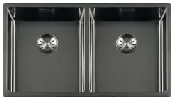 OUTLET Hoek licht gebogen!!Lorreine Royal gun metal dubbele spoelbak 3434 cm onderbouw 3434SP-GunMetal  1208957311