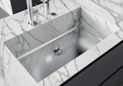 Foster Phantom Base RVS Bodemplaat Worktop Spoelbak 71x40cm voor Inbouw in Keramiek natuursteen en Solidsurface dikte 20mm 1208970694