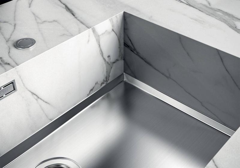 Foster Phantom Base RVS Bodemplaat Worktop Spoelbak 71x40cm voor Inbouw in Keramiek natuursteen en Solidsurface dikte 20mm 1208970694