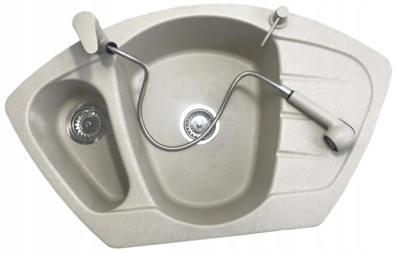 Graniteland Rhea Keukenmengkraan  Beige zand met Uittrekbare Uitloop en Dubbel-Functie Handdouche 1208970713