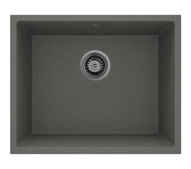 GraniteMy Universal Granieten Grijs, donker Spoelbak 50x40 cm Opbouw, Onderbouw en Vlakinbouw met Gun metal Plug 1208970754