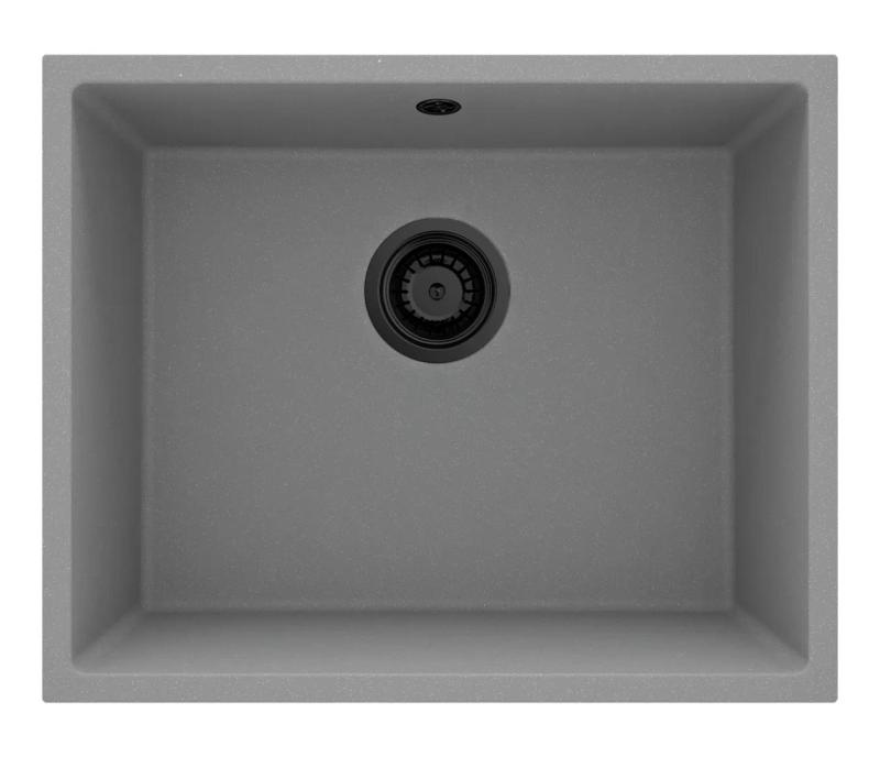 GraniteMy Universal Granieten Grijs Spoelbak 50x40 cm Opbouw, Onderbouw en Vlakinbouw met Zwarte Plug 1208970759