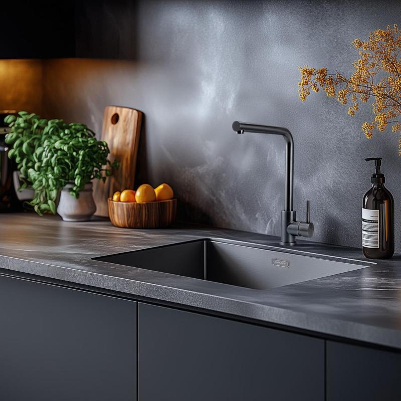 Pure.Sink Prestige  Combinatieset Gun metal spoelbak 50x40 cm met Gun metal Keukenkraan 1208970763