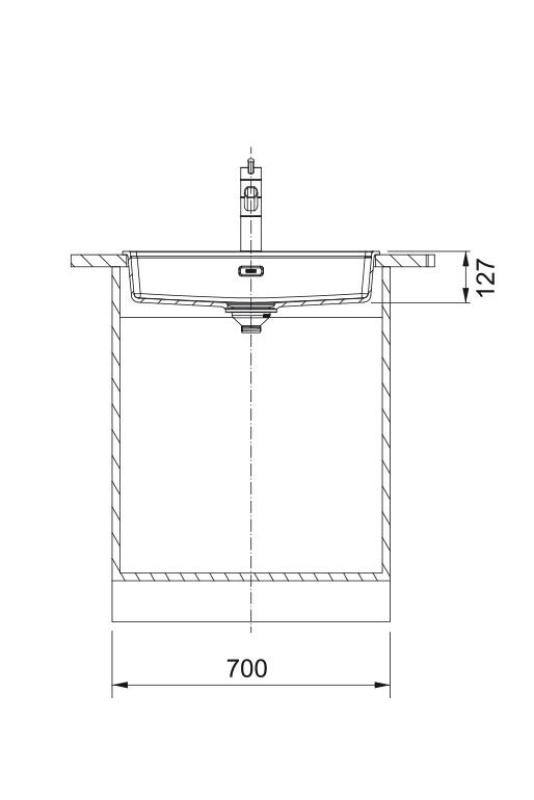 Franke Maris MRG 610-60 Care Fragranite Stone grey ondiepe mindervalide Spoelbak 635 x 559 mm Opbouw met Kraangatbank 114.0729.486