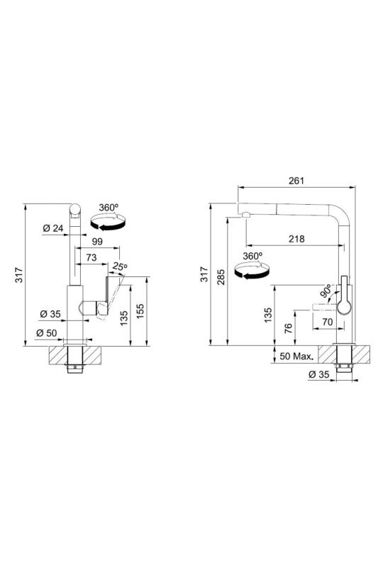 Franke Maris Slim L Keukenkraan Chroom met Uittrekbare Uitloop 115.0728.393