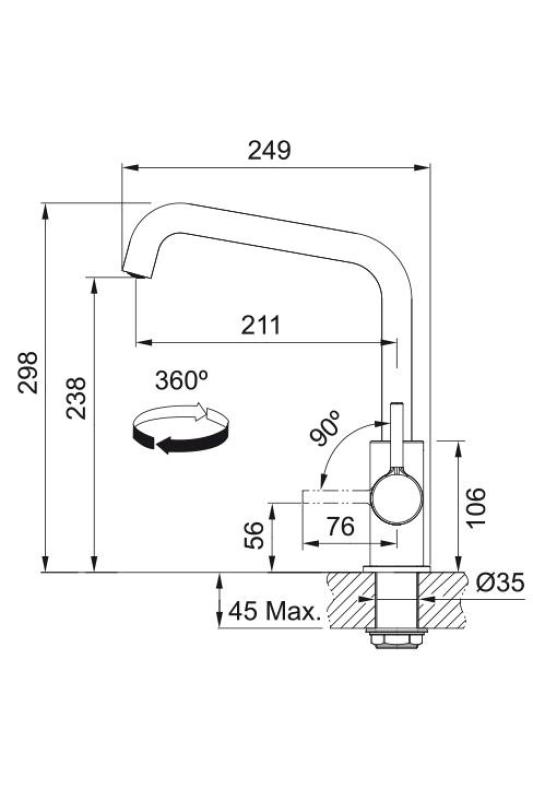 Franke Lina U Keukenkraan Draaibare Uitloop Chroom 115.0728.473