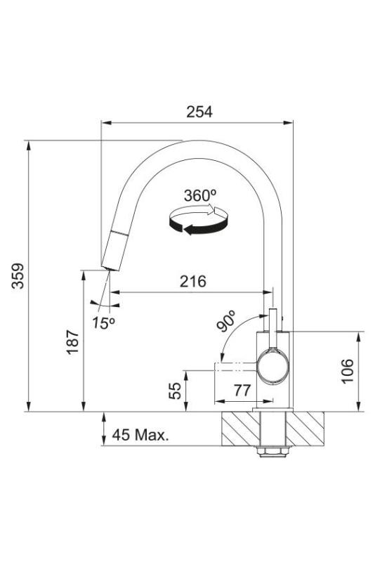 Franke Lina Keukenmengkraan Chroom met Uittrekbare Handdouche 115.0693.229