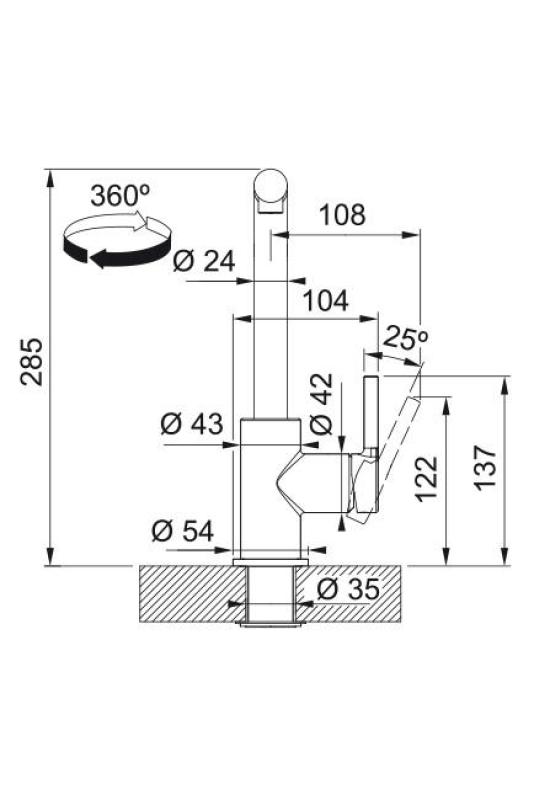 Franke Lina L Keukenkraan Zwart met Uittrekbare Uitloop 115.0712.435