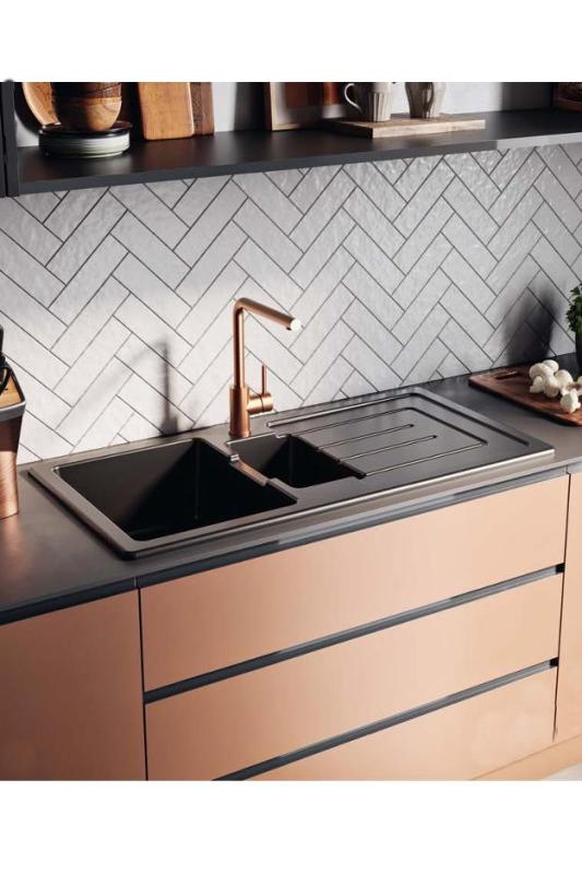 Ausmann Ceramic Sylva 1,5 Keramische Zwarte mat Spoelbak met Afdruipgedeelte 1000 x 500 mm 1208971127