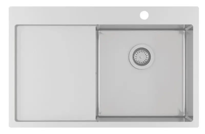 OUTLET Hoeken gebogen Ausmann Oder Blue rvs spoelbak 78x50cm vlakbouw en opbouw met afdruipgedeelte 1208971208