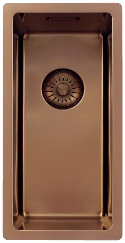 Pure.Sink Exclusivo kleine Koperen spoelbak 18x40 cm 10mm radius onderbouw, vlakbouw en opbouw PEX1840-62