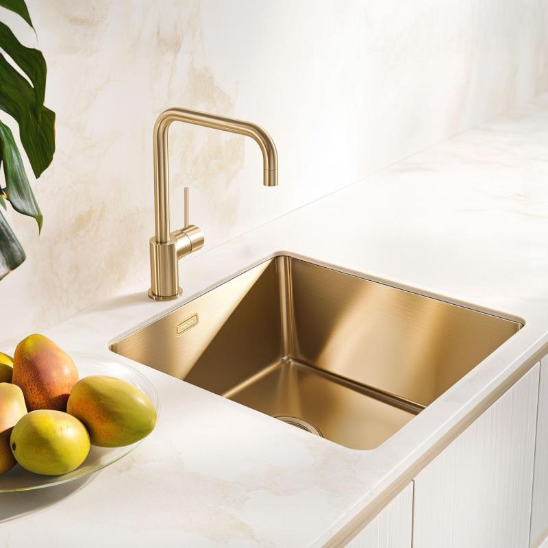 Pure.Sink Exclusivo Gouden spoelbak 40x40 cm 10mm radius onderbouw, vlakbouw en opbouw PEX4040-60