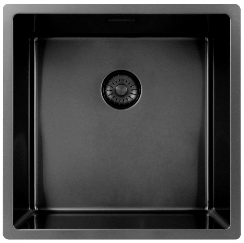 Pure.Sink Exclusivo Gun metal spoelbak 40x40 cm 10mm radius onderbouw, vlakbouw en opbouw PEX4040-61
