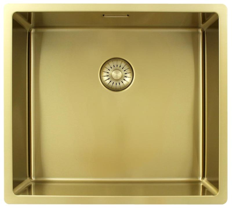 Pure.Sink Exclusivo Gouden spoelbak 45x40 cm 10mm radius onderbouw, vlakbouw en opbouw PEX4540-60