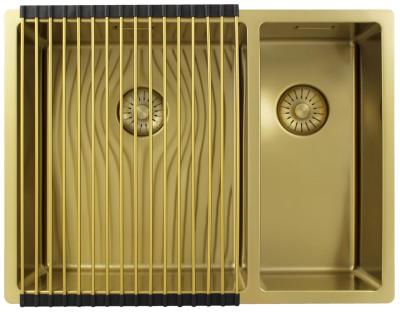 Pure.Sink Exclusivo Gouden 1,5 anderhalve spoelbak 34+18 cm 10mm radius PEX341840-60