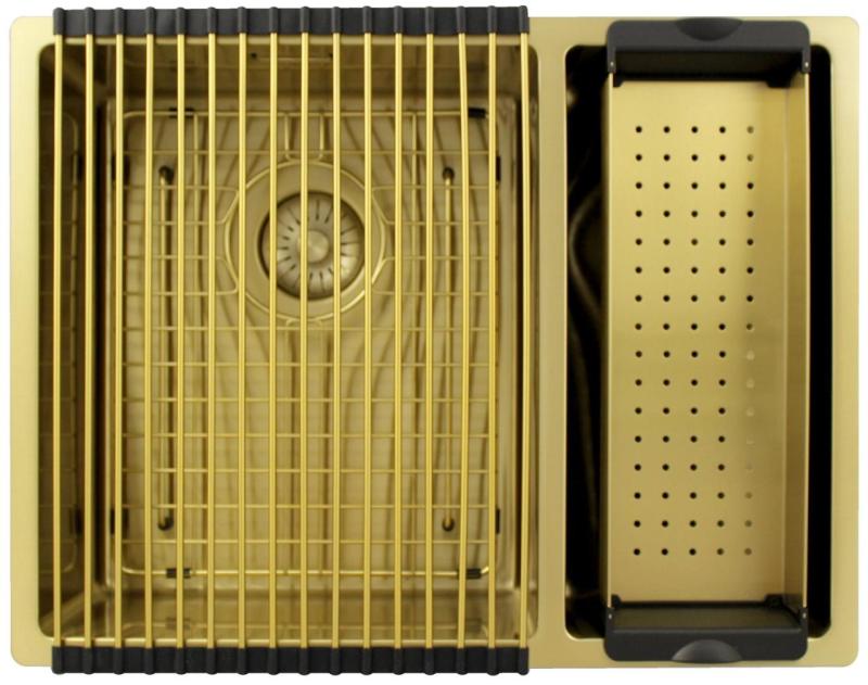 Pure.Sink Exclusivo Gouden 1,5 anderhalve spoelbak 34+18 cm 10mm radius PEX341840-60