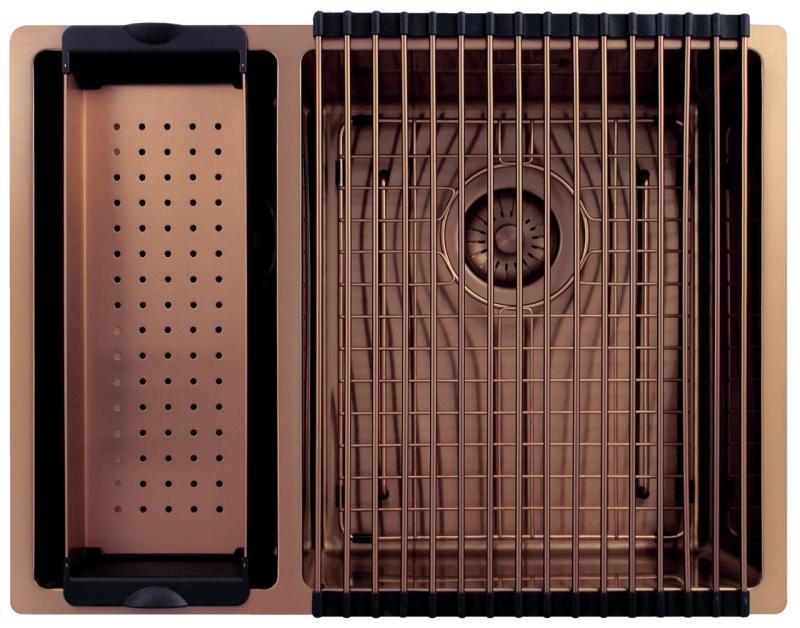 Pure.Sink Exclusivo Koperen 1,5 anderhalve spoelbak 18+34cm 10mm radius PEX183440-62