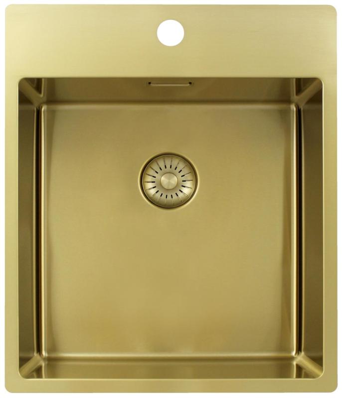 Pure.Sink Exclusivo Gouden spoelbak 44x52 cm Tapwing met kraangatbank 10mm radius  PEX4040T-60