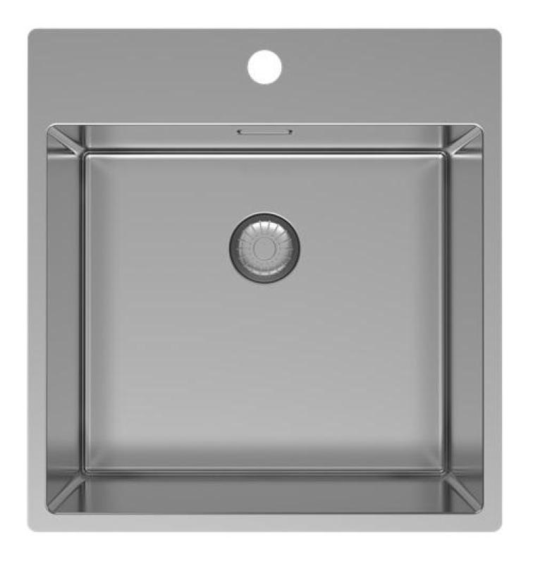Pure.Sink Exclusivo RVS spoelbak 49x52 cm Tapwing met kraangatbank 10mm radius PEX4540T-02