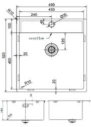 Pure.Sink Exclusivo Koperen spoelbak 49x52 cm Tapwing met kraangatbank 10mm radius PEX4540T-62