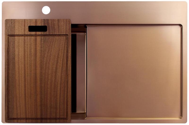 Pure.Sink Exclusivo  Koperen kleine spoelbak met afdruipgedeelte 78x52 cm Tapwing links PEX3478LT-62