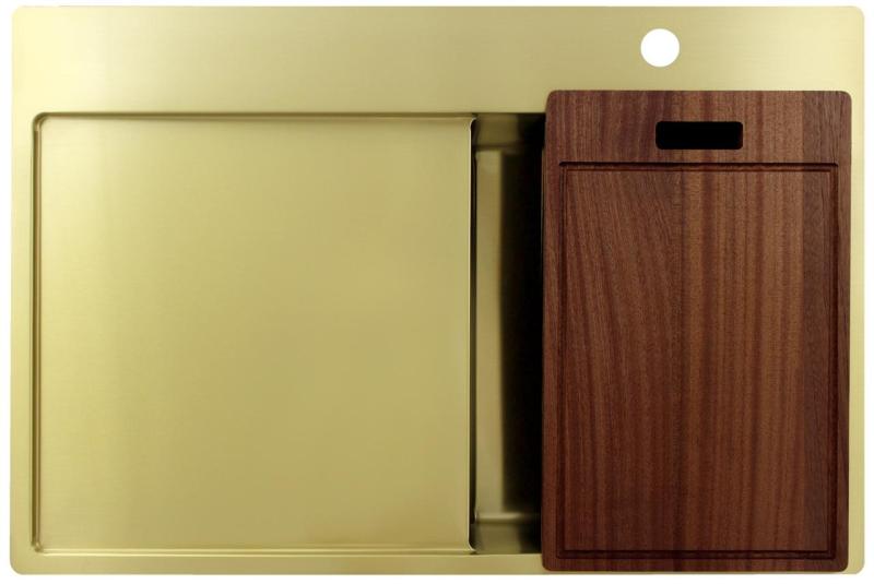 Pure.Sink Exclusivo Gouden kleine spoelbak met afdruipgedeelte 78x52 cm Tapwing rechts PEX3478RT-60