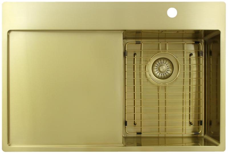 Pure.Sink Exclusivo Gouden kleine spoelbak met afdruipgedeelte 78x52 cm Tapwing rechts PEX3478RT-60