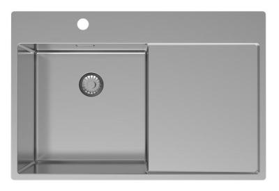 Pure.Sink Exclusivo RVS spoelbak met afdruipgedeelte 78x52 cm Tapwing links PEX4078LT-02