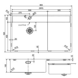 Pure.Sink Exclusivo Koperen spoelbak met afdruipgedeelte 86x52 cm Tapwing links PEX5086LT-62