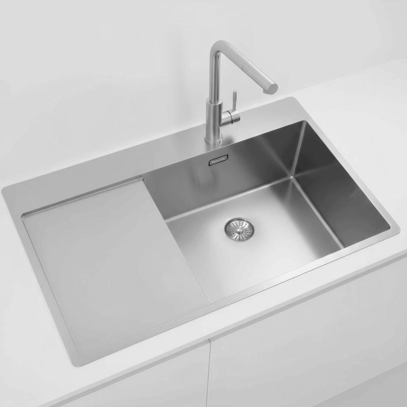 Pure.Sink Exclusivo RVS spoelbak met afdruipgedeelte 86x52 cm Tapwing rechts PEX5086RT-02