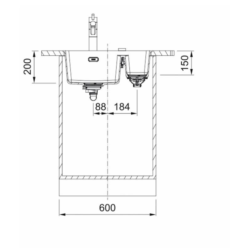 Franke Maris MRG 160-34-15 Fragranite Coffee cream spoelbak Bak Rechts onderbouw 125.0725.662