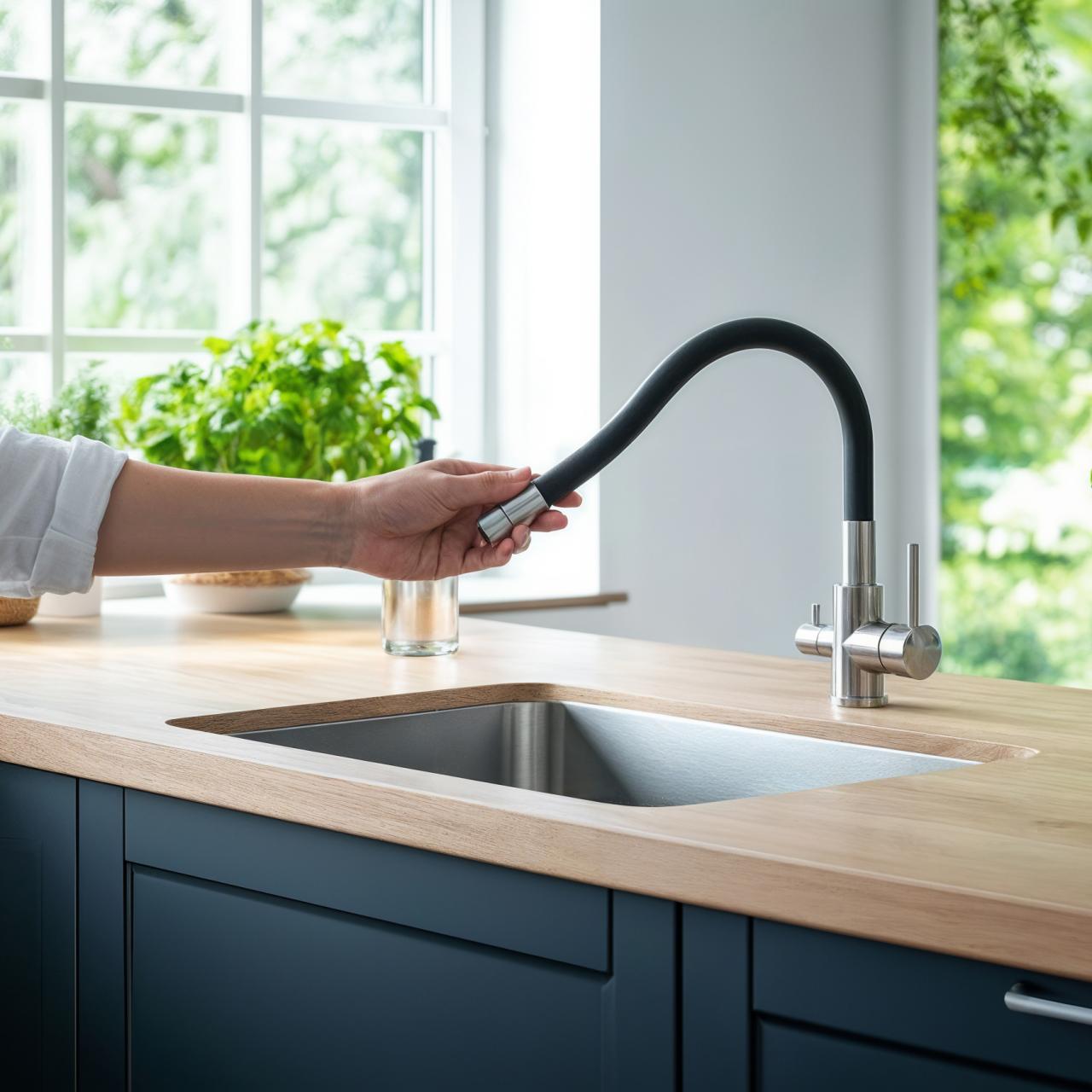 Quadri Selene Keukenmengkraan RVS 3-weg met flexibele uitloop en extra aansluiting voor gefilterd water 1208971407