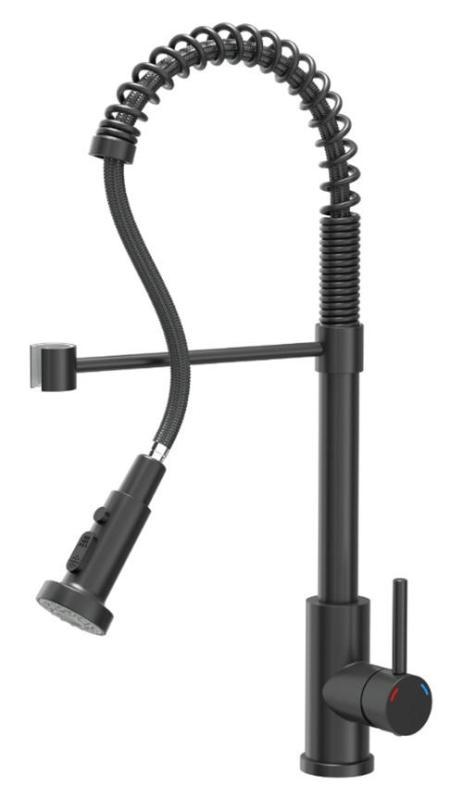 Quadri Redwick  keukenmengkraan zwart met half-flexibele uitloop en douche met 2 straalsoorten plus waterstop-functie 1208971410