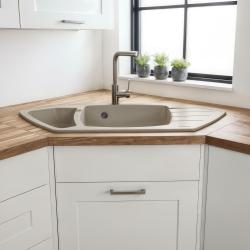Graniteland Monte Granieten beige Hoekspoelbak opbouw 901x538mm met RVS Plug 1208971414