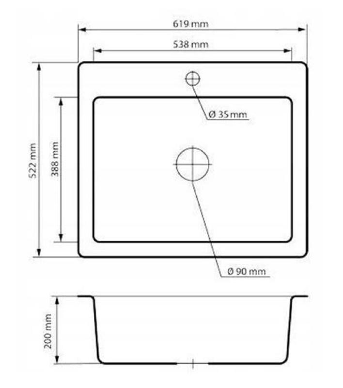 Graniteland Vastone Granieten Spoelbak 619x522 mm Beige Opbouw met Kraangatbank en RVS Plug 1208971444