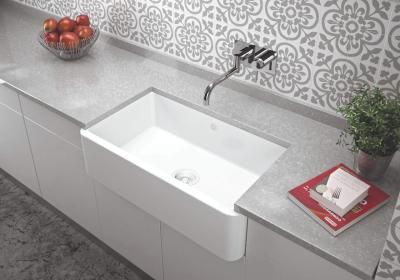 Ausmann Ceramic Mira Keramische Witte Spoelbak - Onderbouw en Tussenbouw 795 x 460 mm met Witte plug 1208971470