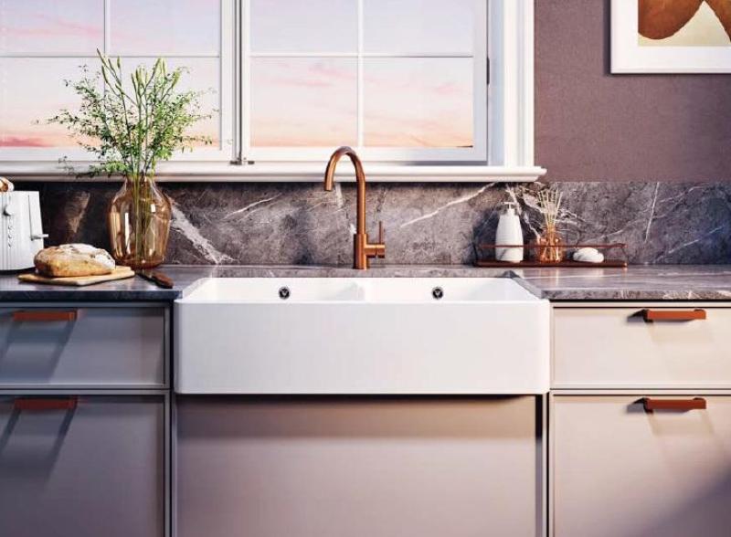 Ausmann Ceramic Mira Keramische Witte Dubbelle Spoelbak - Onderbouw en Tussenbouw 890 x 456 mm met Witte pluggen 1208971475