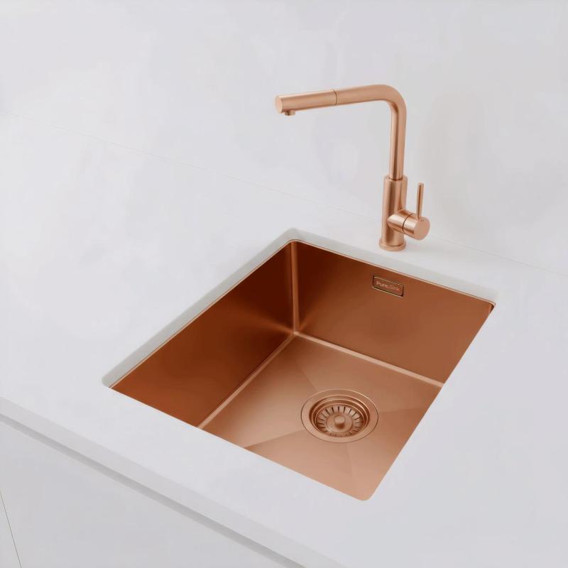 Pure.Sink Luxion Koperen spoelbak 36x40 cm onderbouw, vlakinbouw en opbouw PLX3640-62