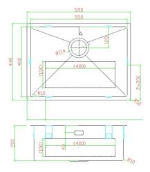 Pure.Sink Luxion Gouden spoelbak 55x40 cm onderbouw, vlakinbouw en opbouw PLX5540-60
