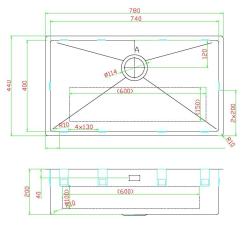 Pure.Sink Luxion Grote Koperen spoelbak 74x40 cm onderbouw, vlakinbouw en opbouw PLX7440-62