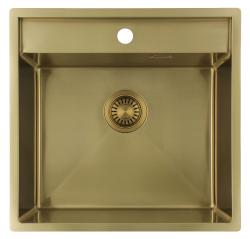 Pure.Sink Luxion Gouden spoelbak 51x50 cm Tapwing met kraangatbank PLX5150T-60