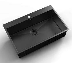 Pure.Sink Luxion PVD Grote Zwarte spoelbak 78x50 cm Tapwing met kraangatbank PLX7850T-63