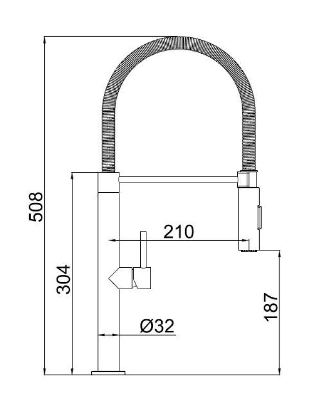 Pure.Sink Luxion Gun metal keukenkraan profi met flexibele uitloop en 2 straalsoorten PLXFLEX-61
