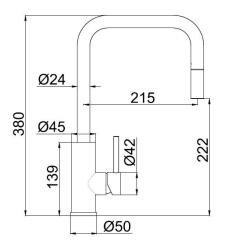 Pure.Sink Luxion Gouden keukenkraan square met uittrekbare uitloop PLXSQUA-60