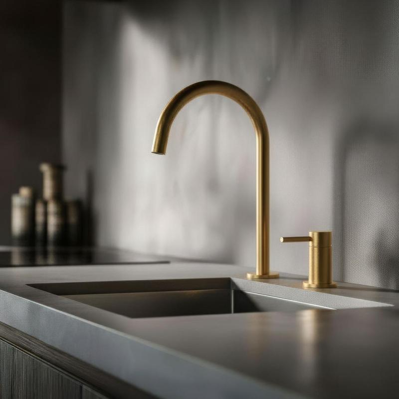 Pure.Sink Luxion 2-gats Gouden keukenkraan met ronde uitloop PLX2HR-60